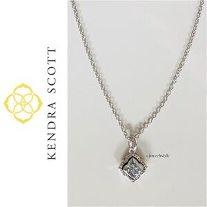 Kendra Scott Silver Mallory Pendant Necklace in Rhodium Platinum Drusy NWT